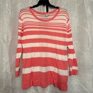 Madison Coral and White Striped Sweater
